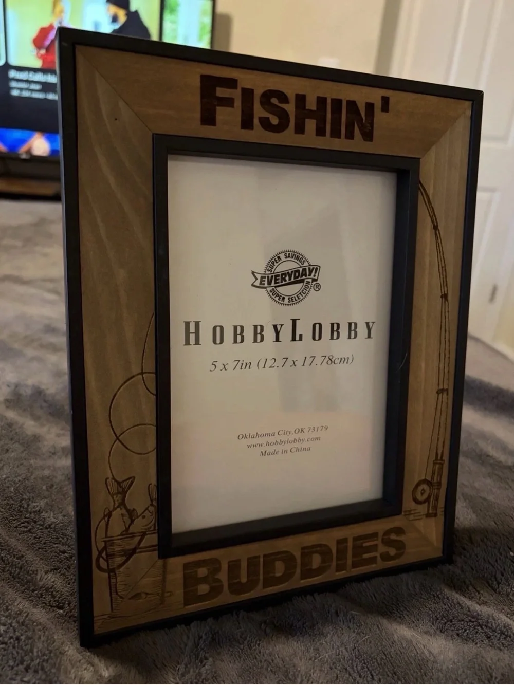 Hobby Lobby Brown Fishing-Themed Wooden Photo Frame